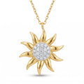 18K Yellow Gold Cubic Zirconia Sun Necklace