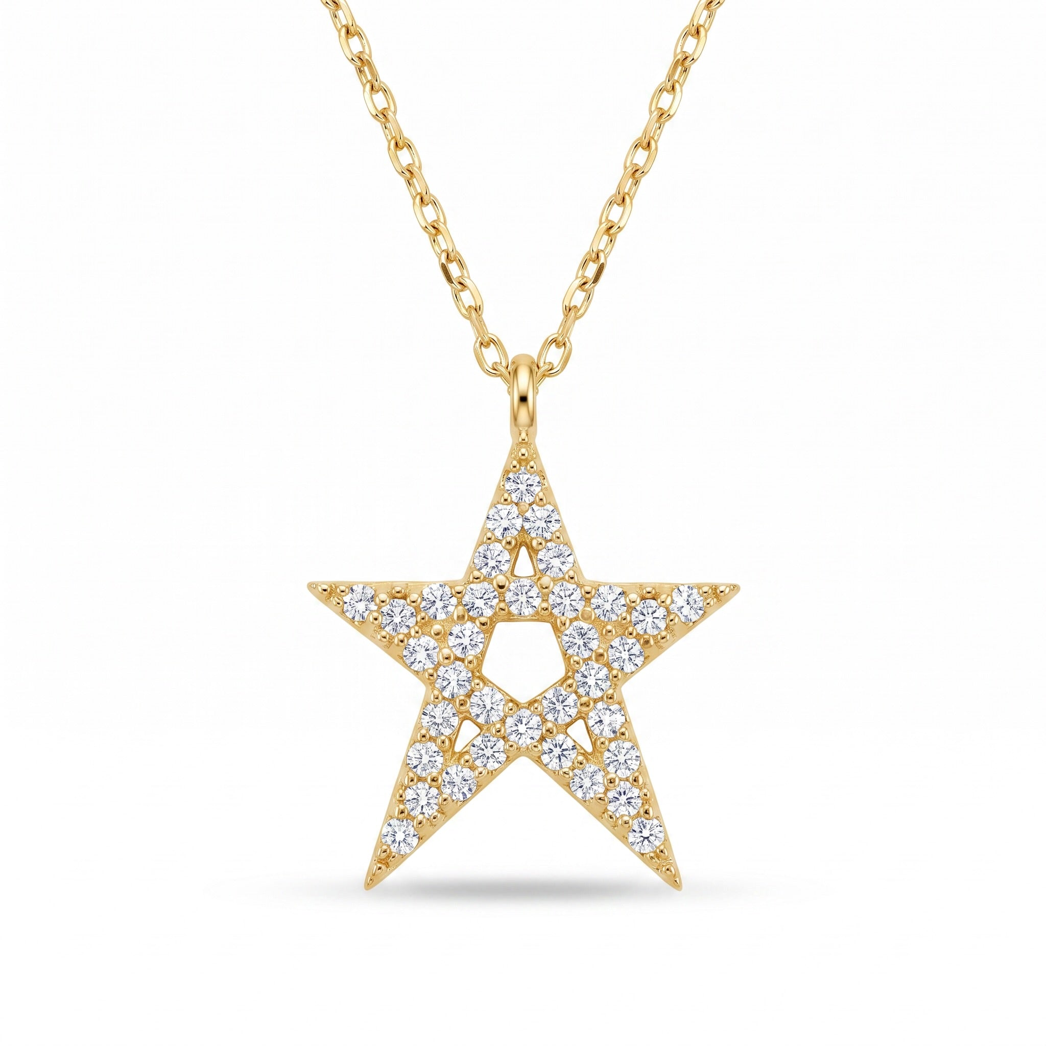 18K Yellow Gold Cubic Zirconia Star Necklace