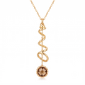 18K Yellow Gold Smoky Quartz Dangle Chain Necklace
