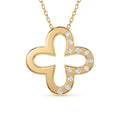 Diamond Yellow Gold Clover Necklace