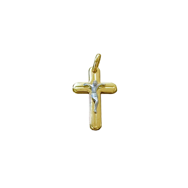 18k Gold Two Tone Cross Pendant