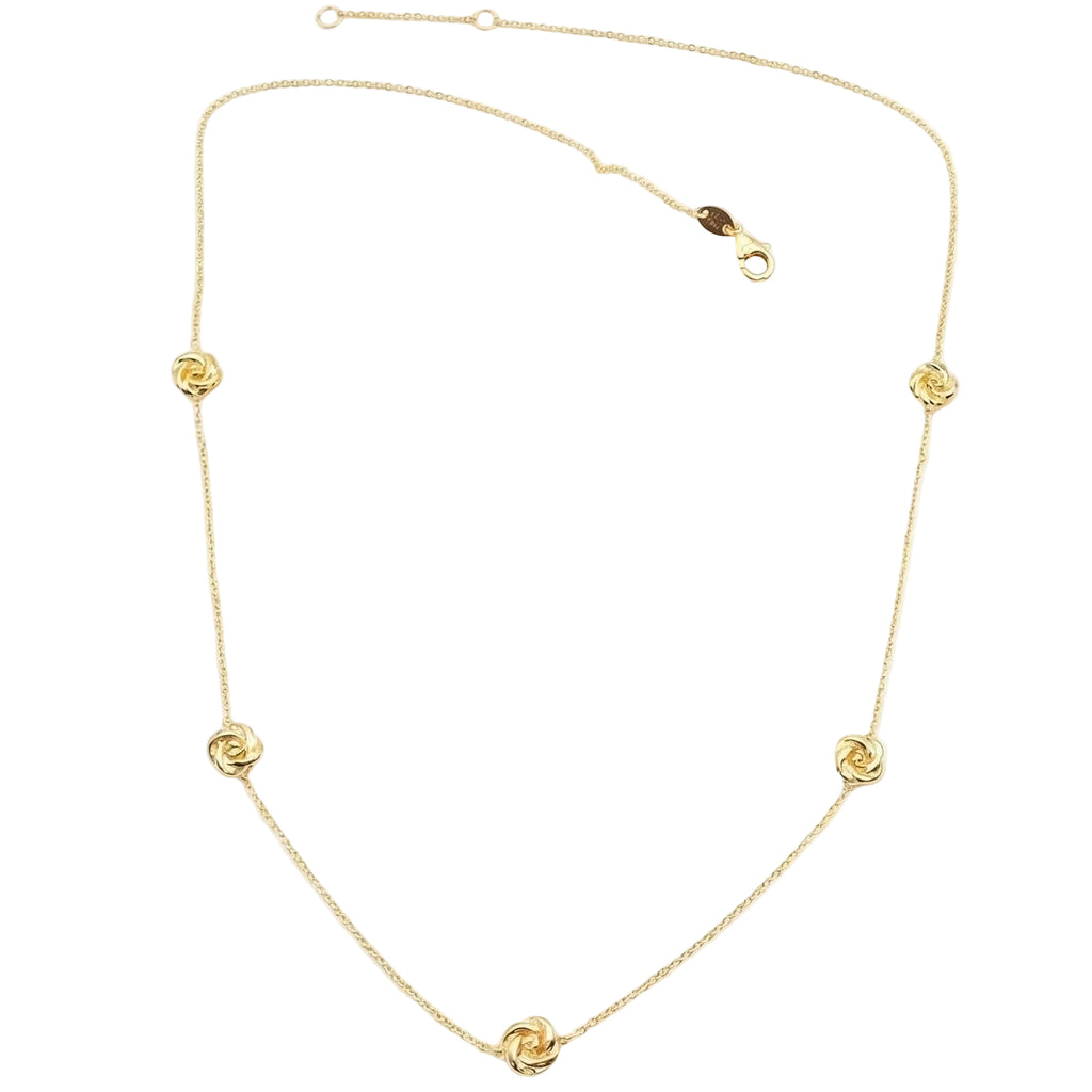 18K Yellow Gold Rose Flower Chain Necklace