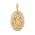 18K Yellow Gold Cubic Zirconia Pave St. Mary & Jesus Icon Pendant