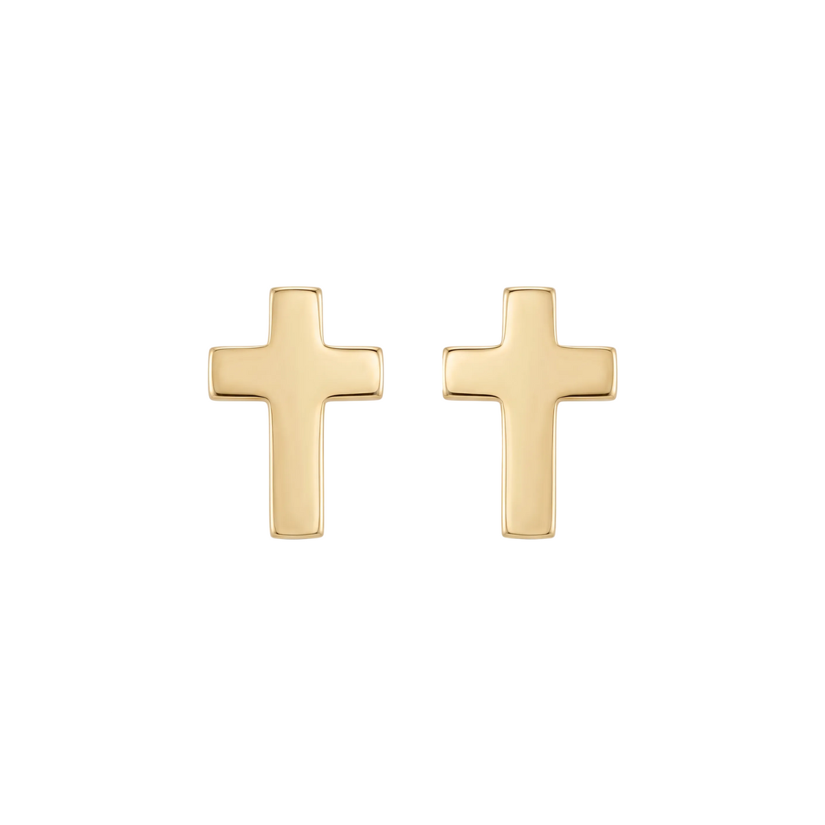 18K Yellow Gold Cross Stud Earring