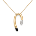 18K Yellow Gold Cubic Zirconia Black Enamel Necklace