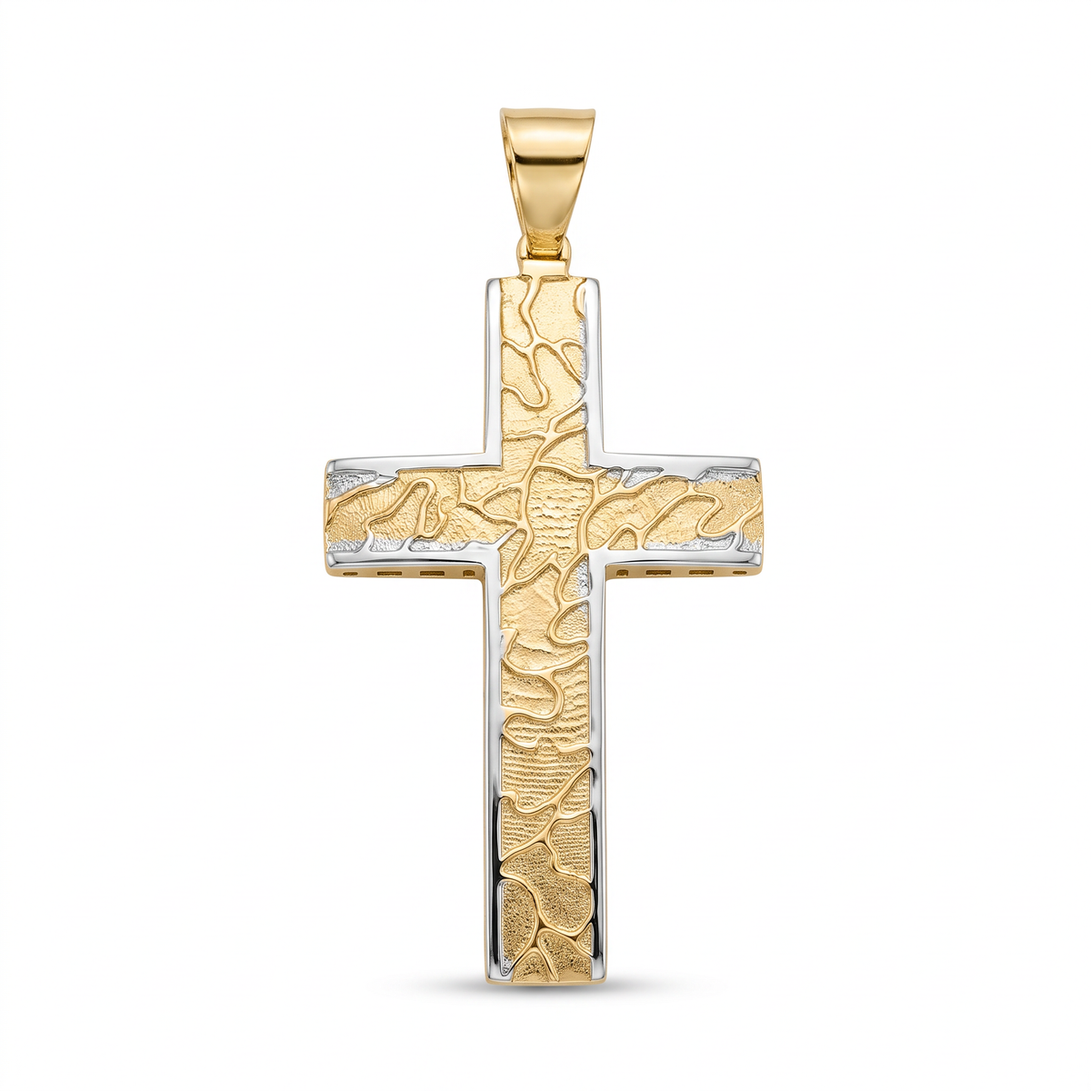 18K Two Tone Gold Cross Pendant