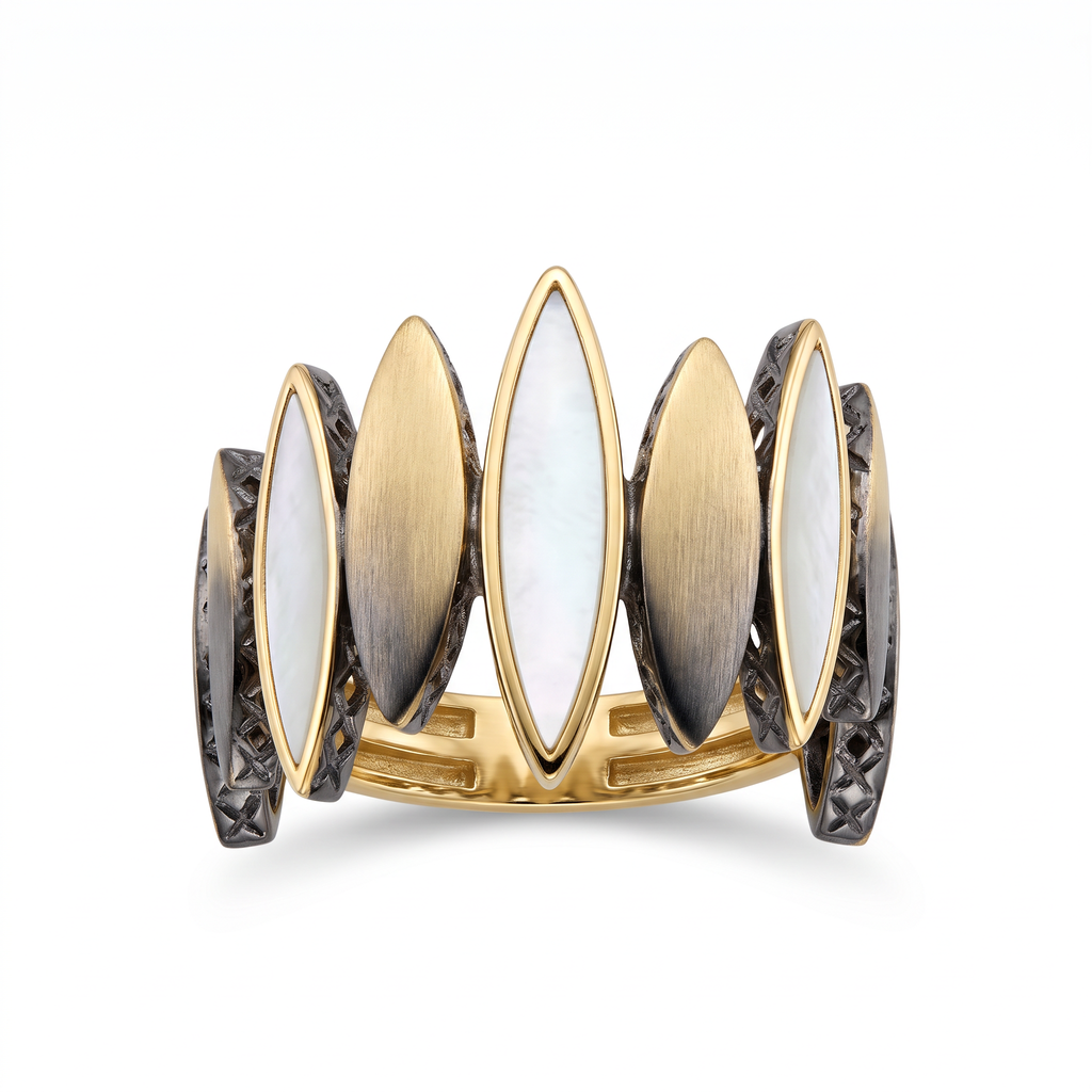 18K Yellow Gold Enamel Ring