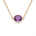 18K Yellow Gold Purple Amethyst Chain Necklace