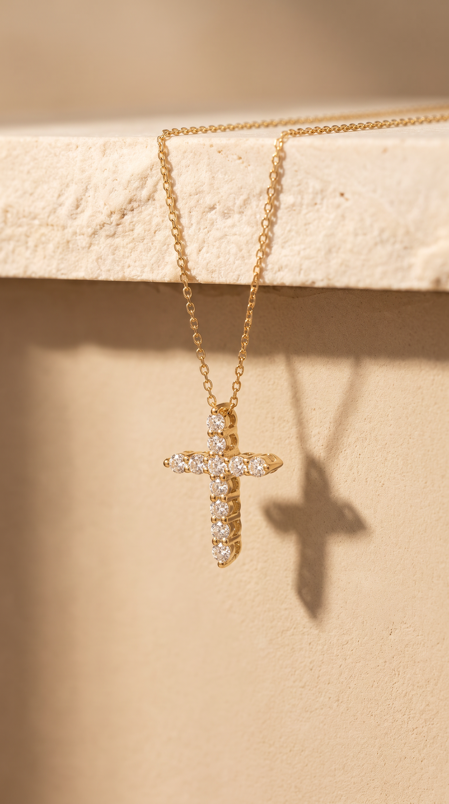 Diamond Yellow Gold Cross Chain Necklace