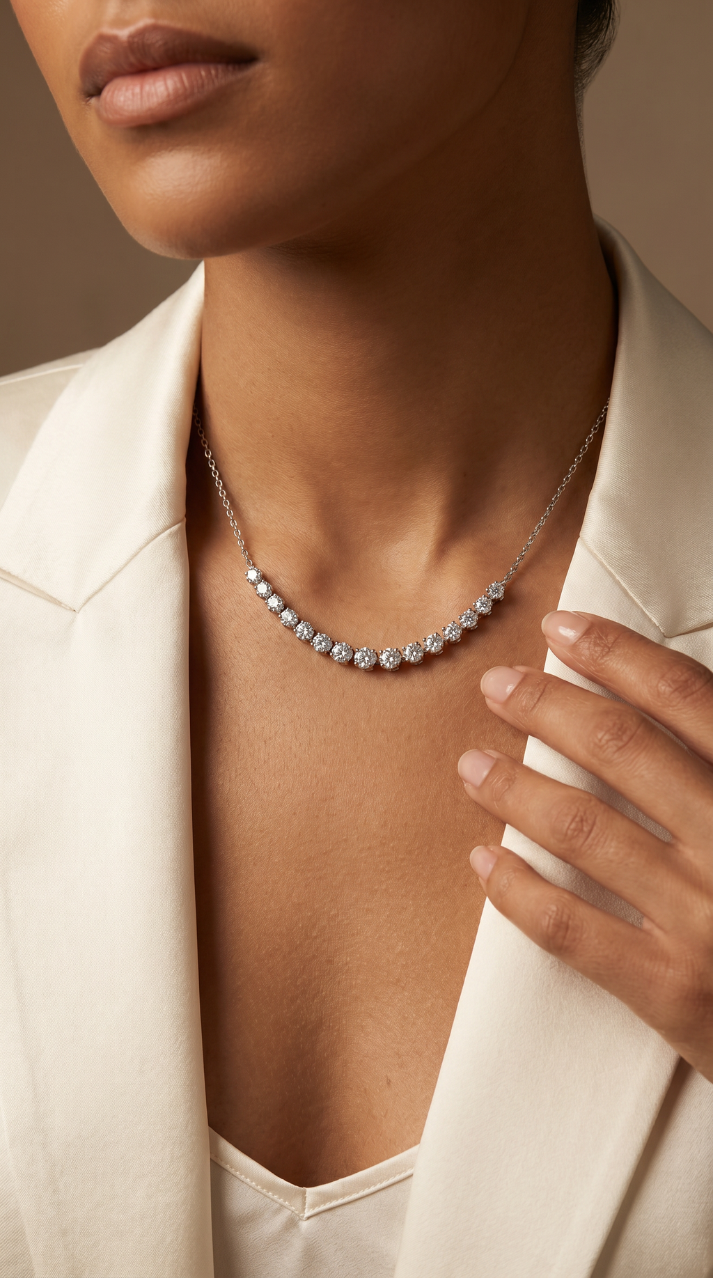 Diamond White Gold Tennis Chain Necklace