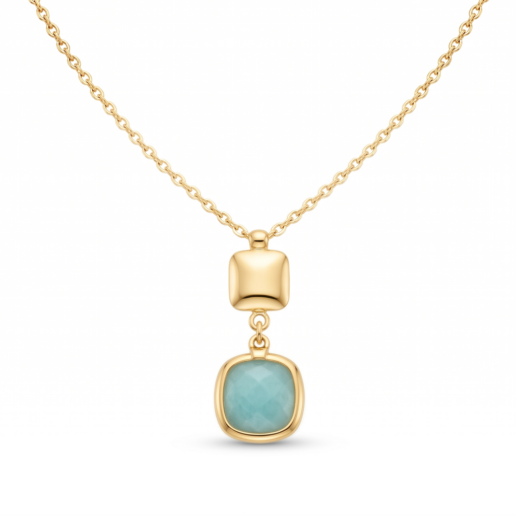 18K Yellow Gold Amazonite Chain Necklace