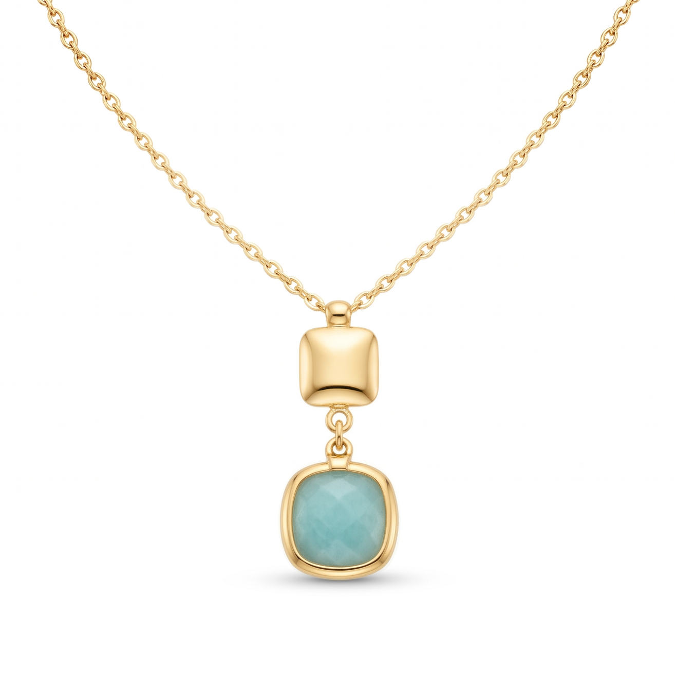 18K Yellow Gold Amazonite Chain Necklace