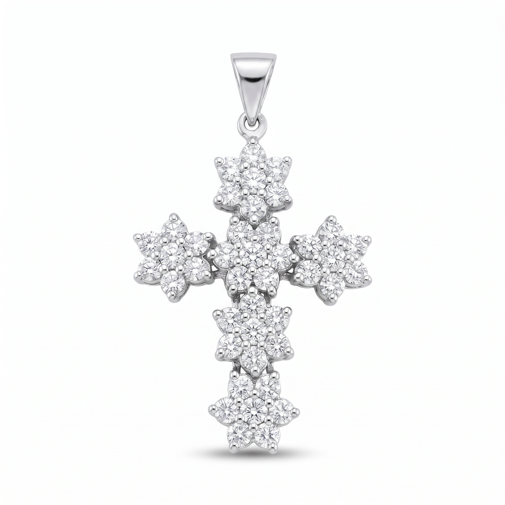 Diamond White Gold Cross Pendant Necklace