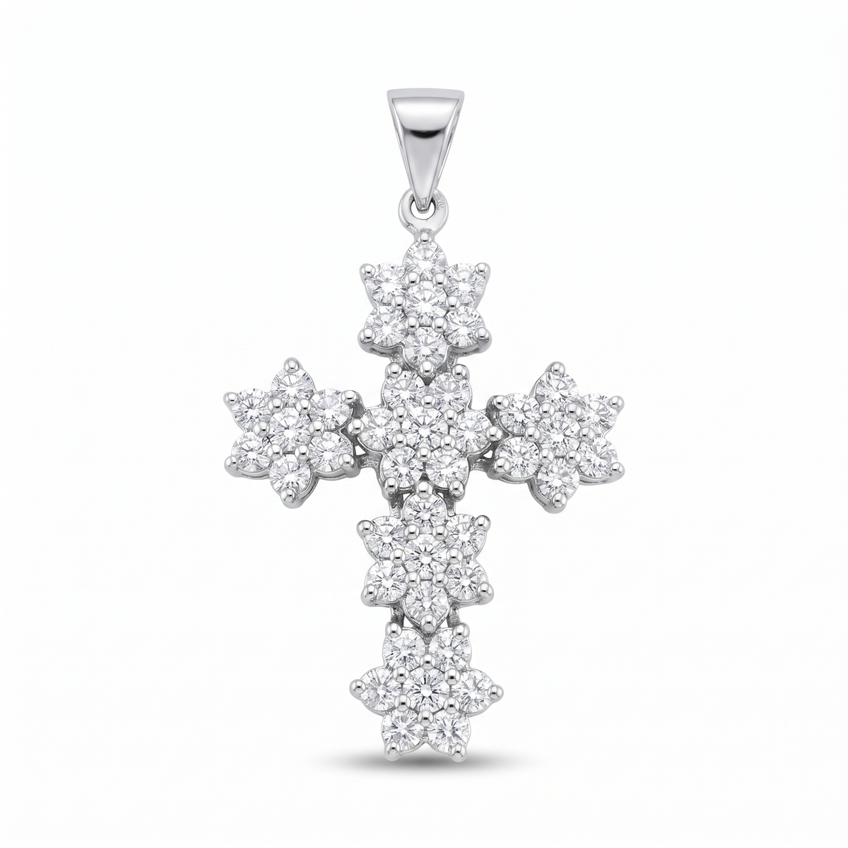 Diamond White Gold Cross Pendant Necklace