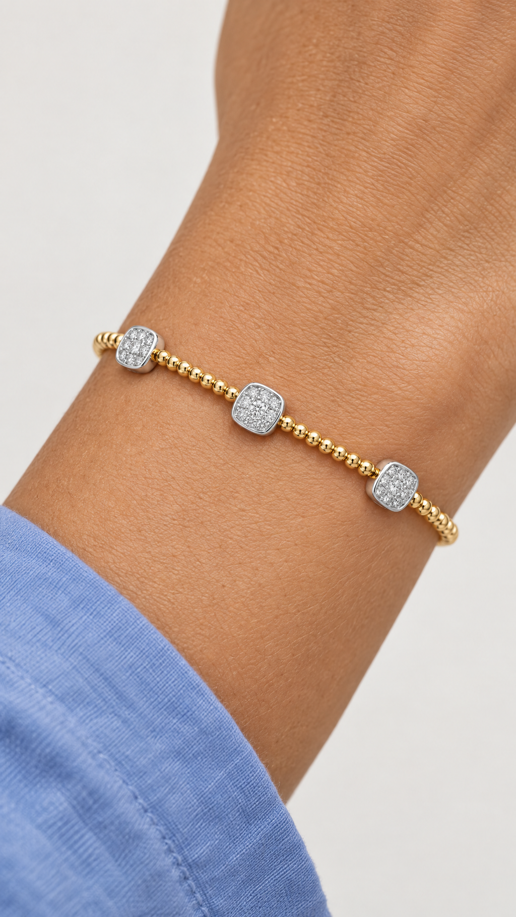 Diamond Two Tone Gold Bangle Bracelet