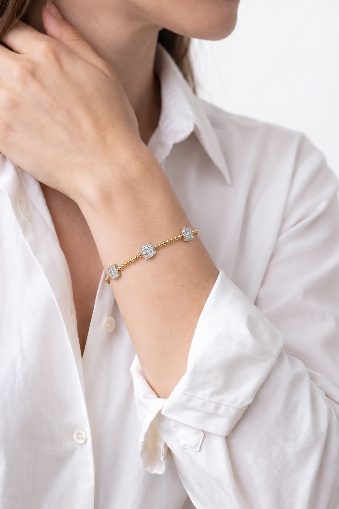 Diamond Two Tone Gold Bangle Bracelet