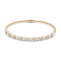 Diamond Yellow Gold Pearl Bangle Bracelet
