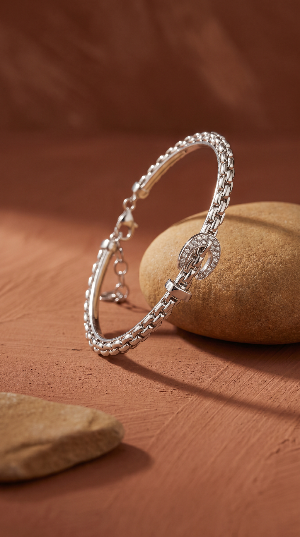 Diamond White Gold Bangle Bracelet