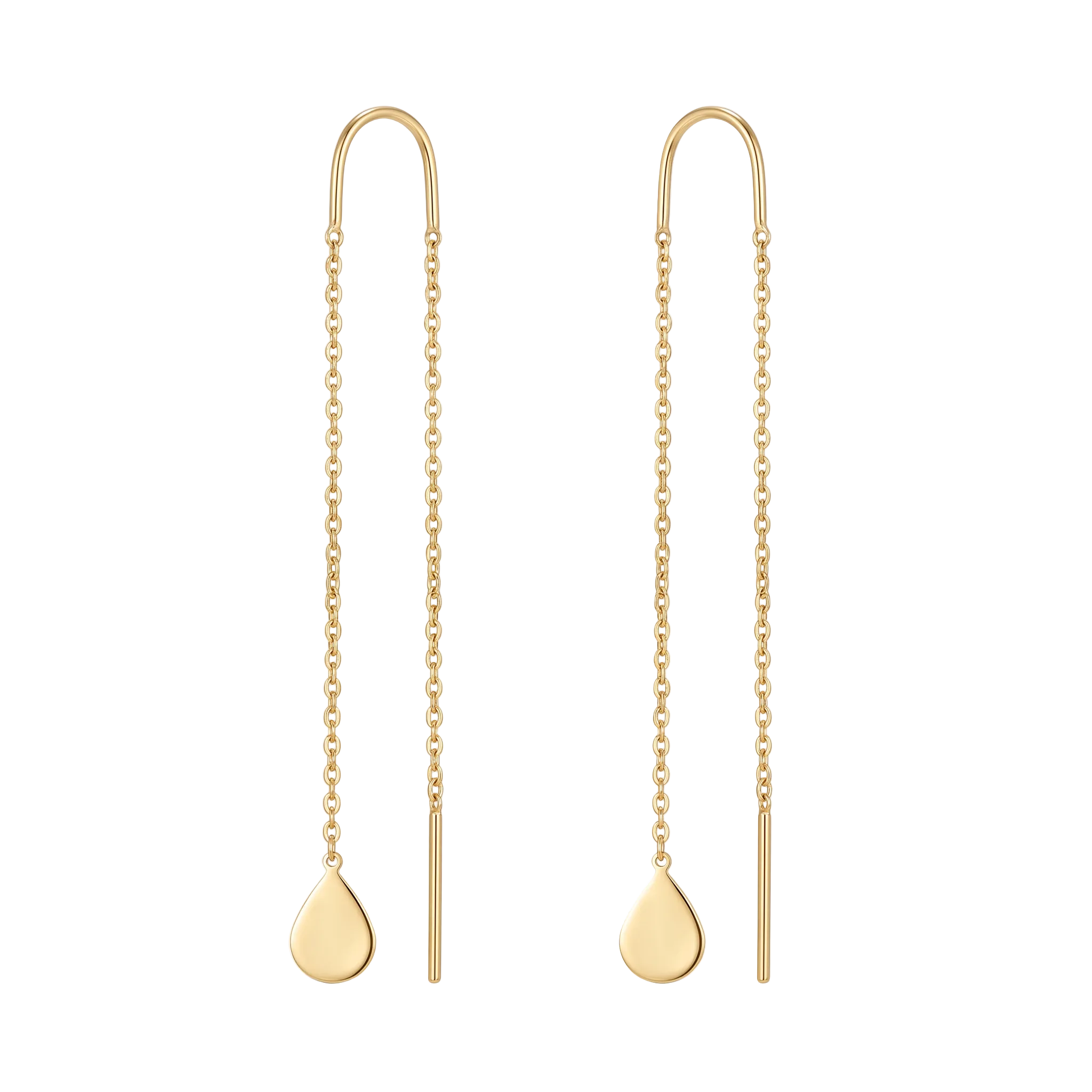 18K Yellow Gold Teardrop Dangle Earrings