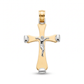 18K Two Tone Gold Crucifix Pendant
