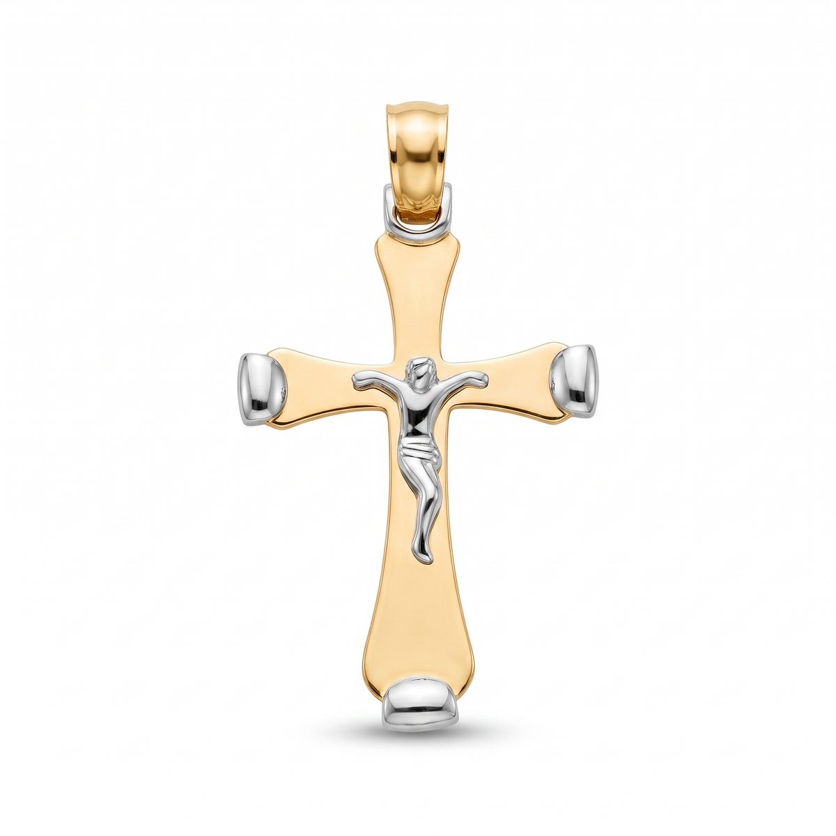 18K Two Tone Gold Crucifix Pendant