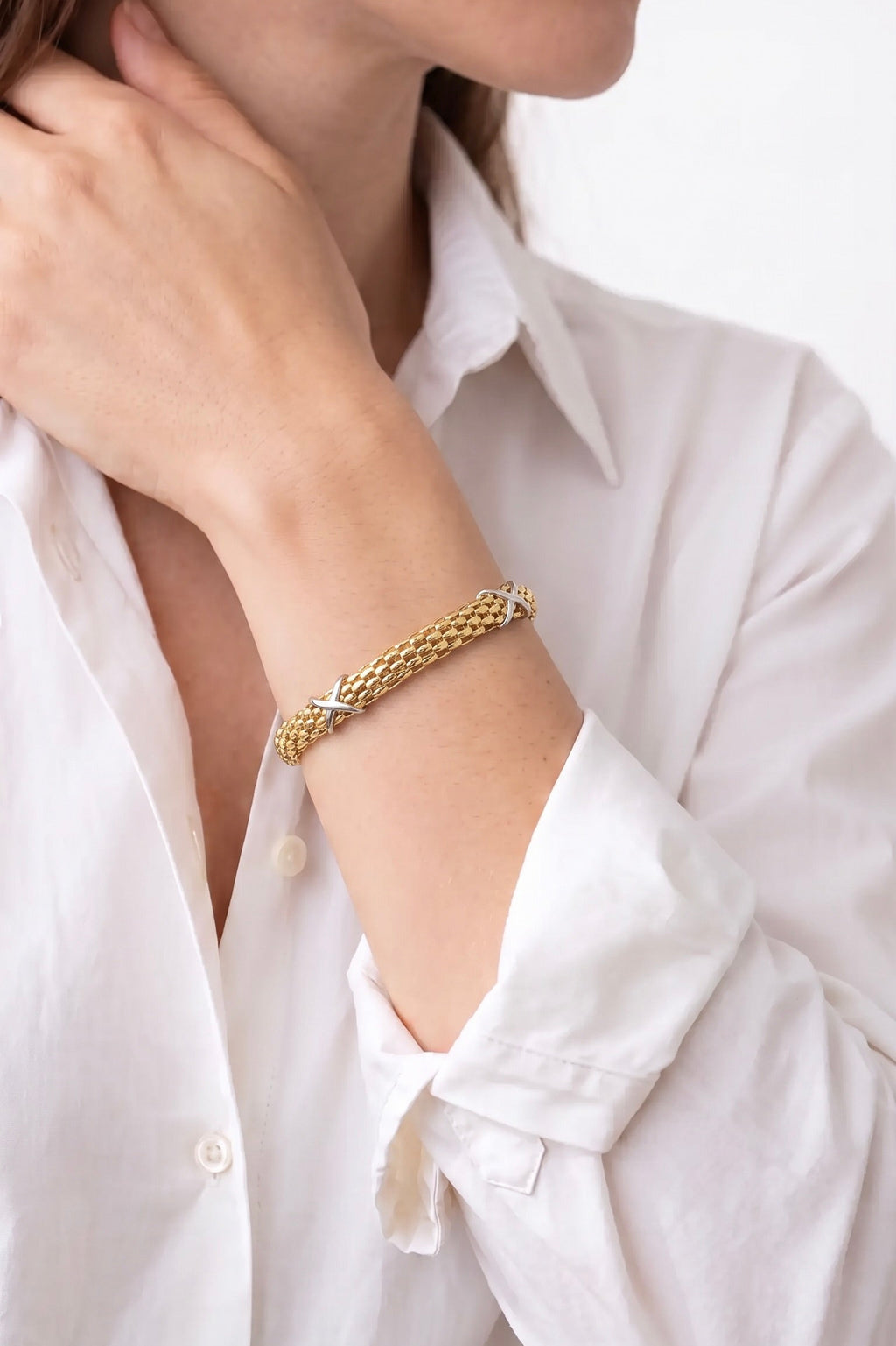 18K Two Tone Gold Chain Bracelet