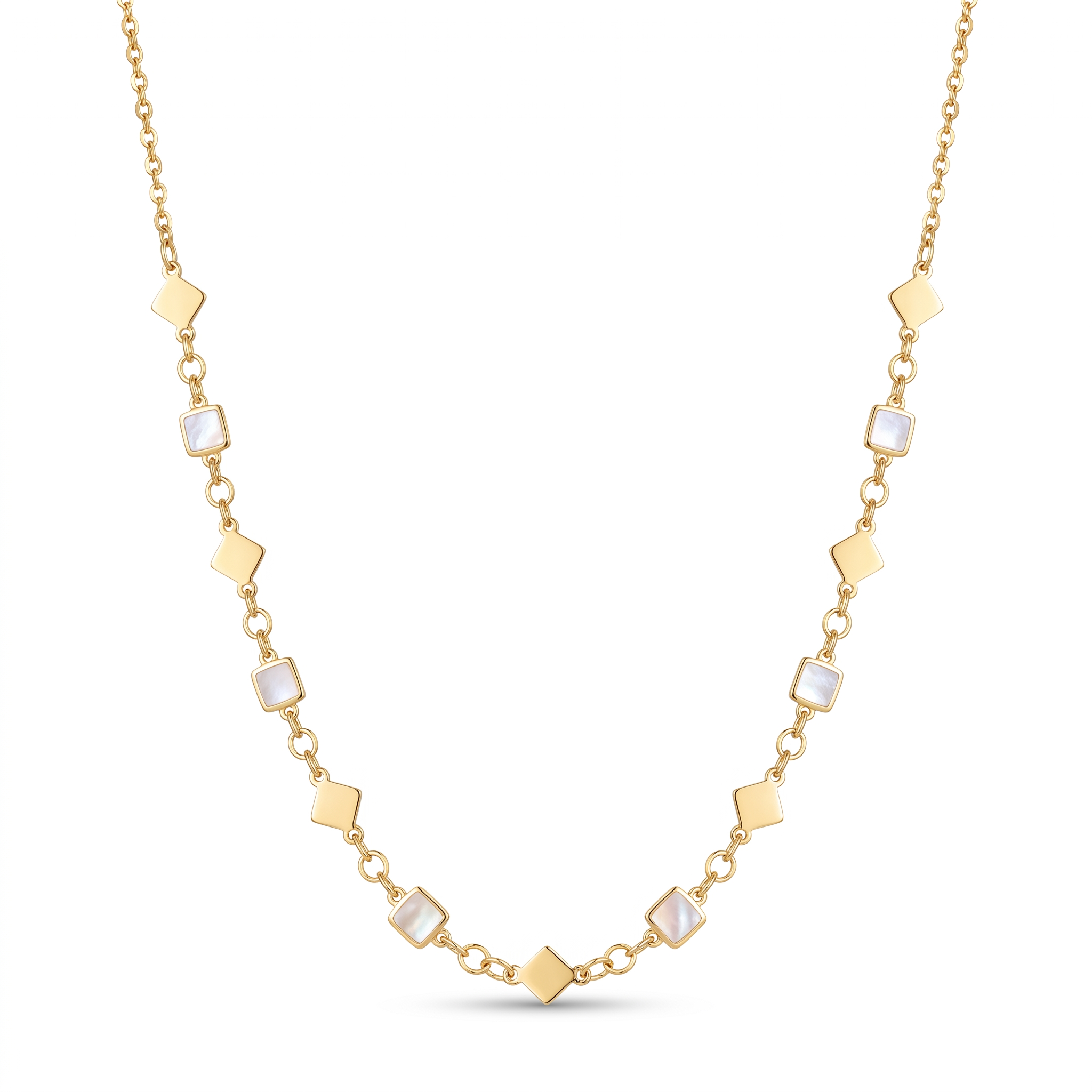 18K Yellow Gold Mother Of Pearl Chain Necklace