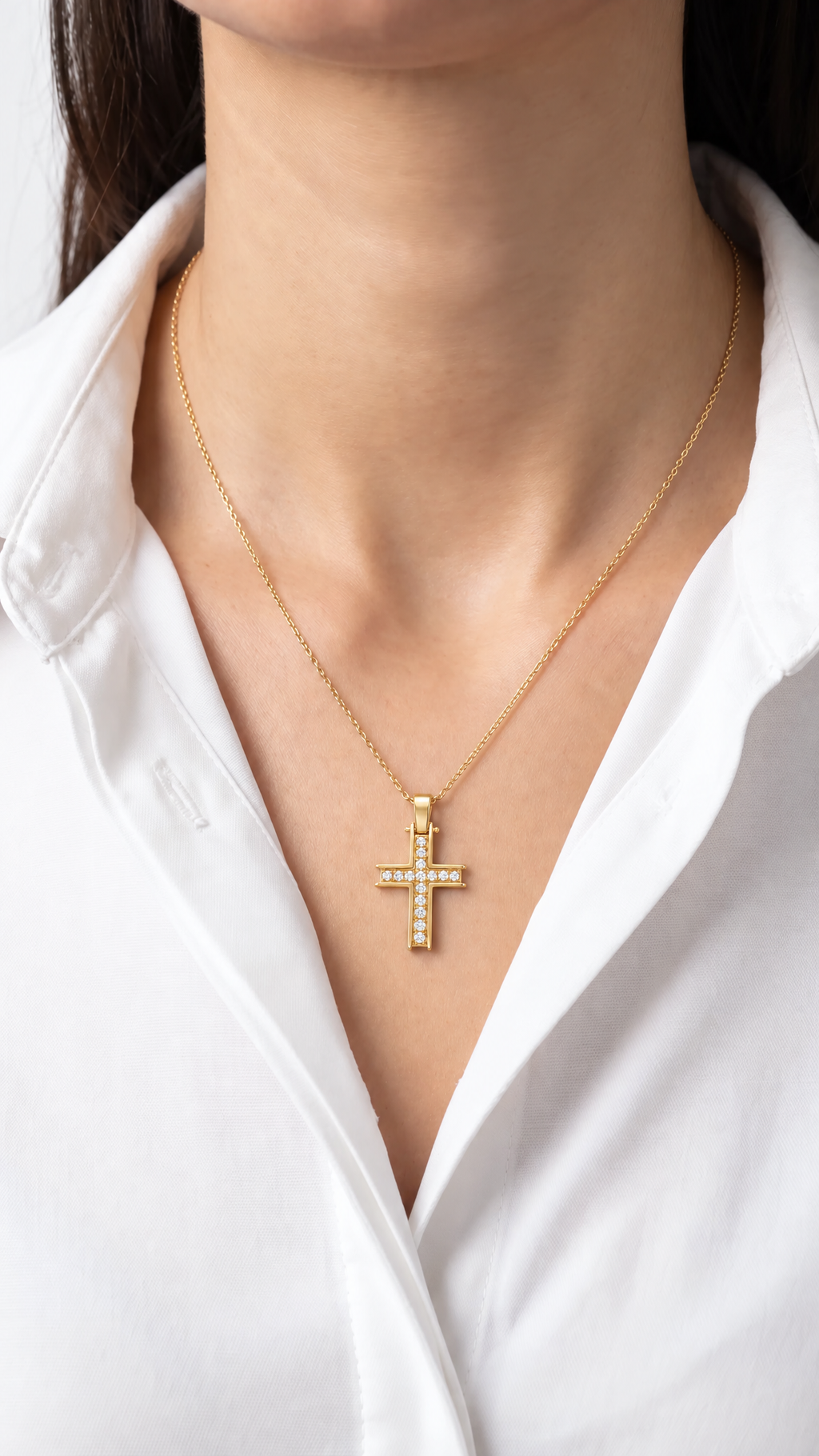 Diamond Yellow Gold Cross Pendant