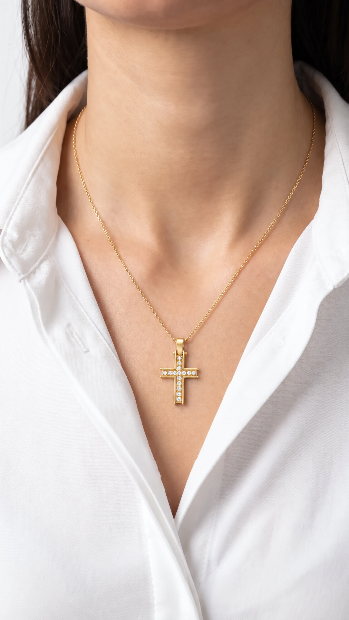Diamond Yellow Gold Cross Pendant