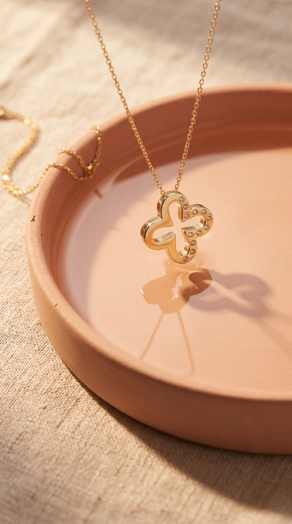 Diamond Yellow Gold Clover Necklace