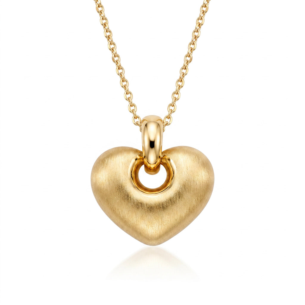 18K Yellow Gold Satin Heart Chain Necklace