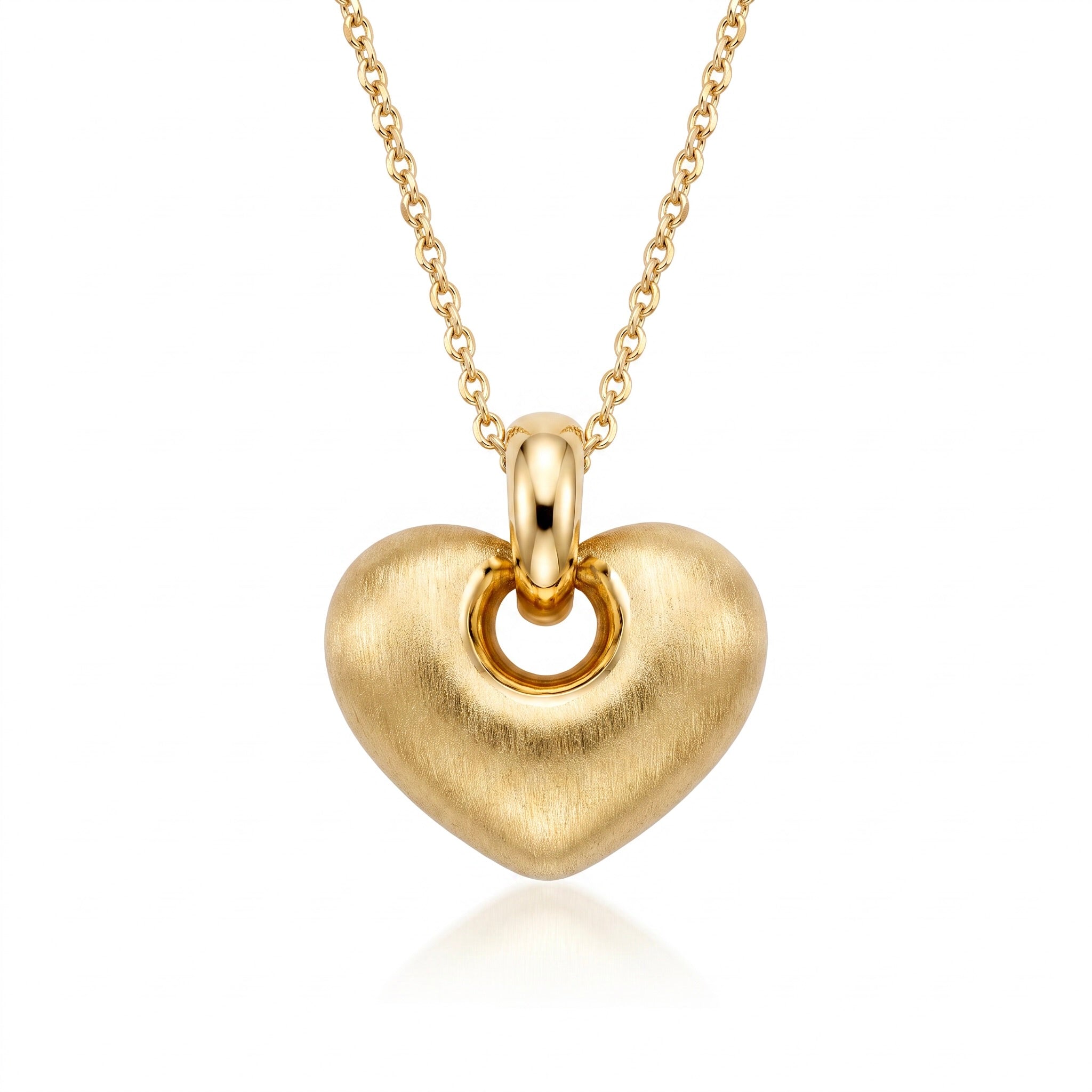 18K Yellow Gold Satin Heart Chain Necklace