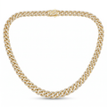 Lab Diamond Yellow Gold Cuban Link Chain Necklace