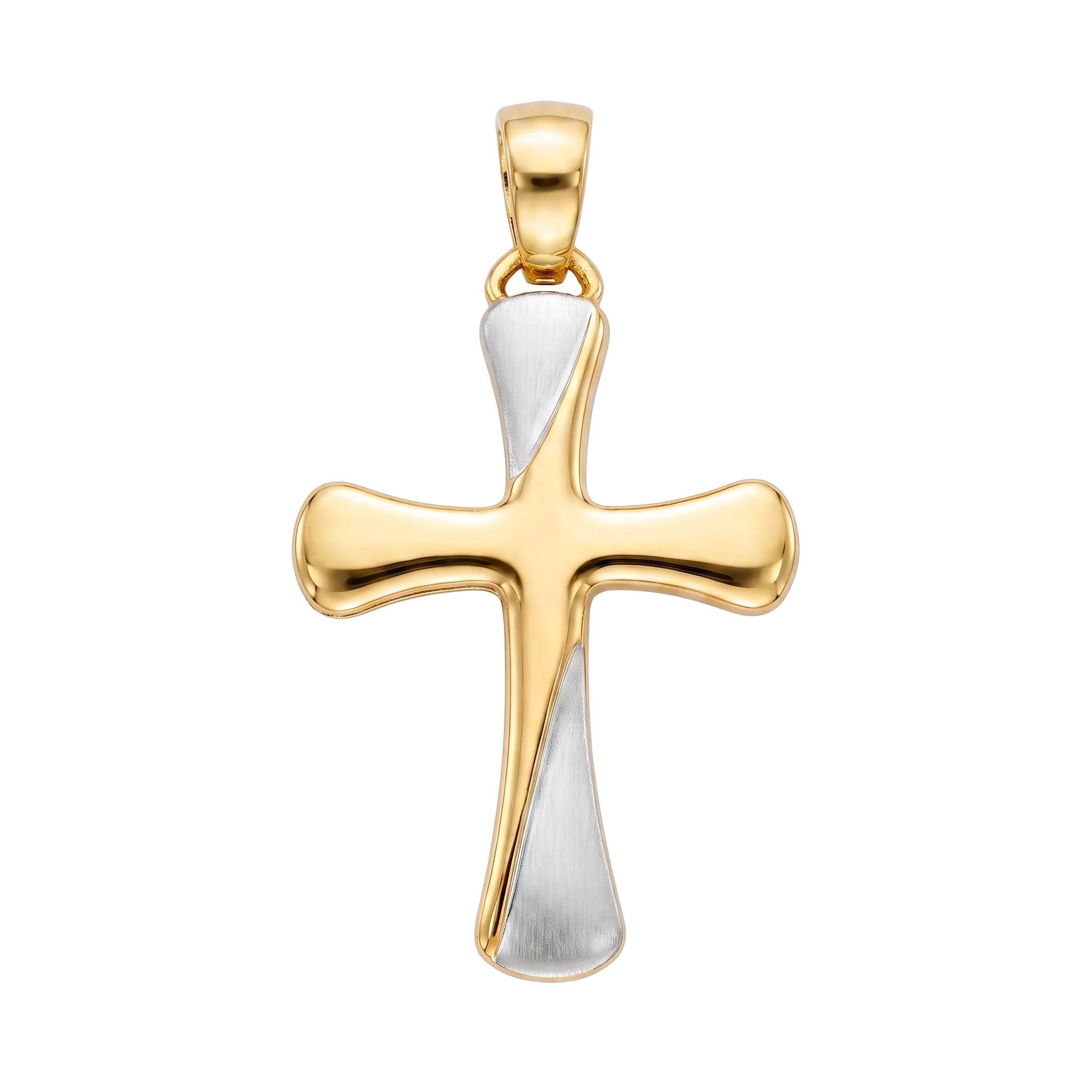 18K Two Tone Gold Cross Pendant