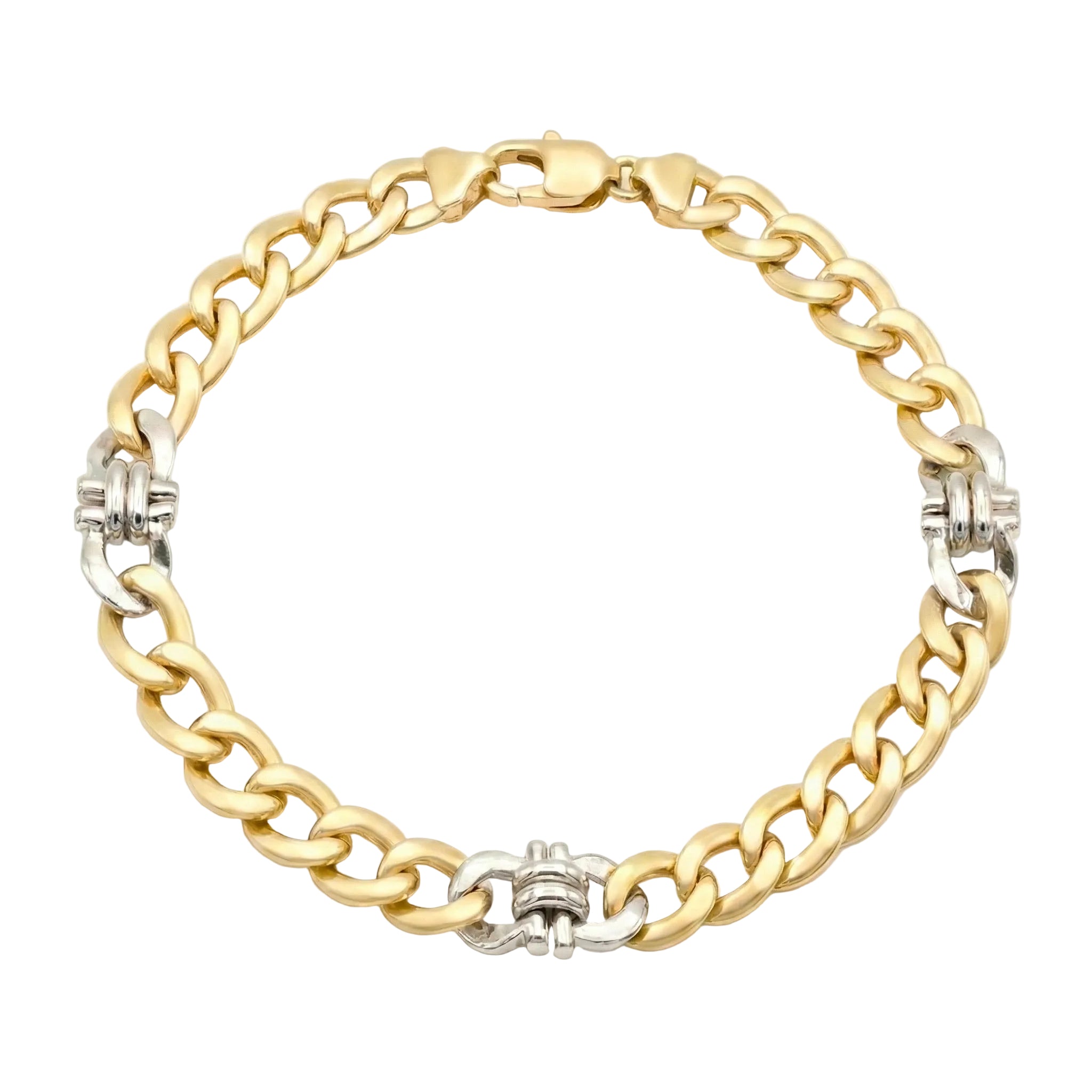 Men 18K Two Tone Gold Chain Bracelet