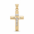 18K Two Tone Gold Cross Pendant
