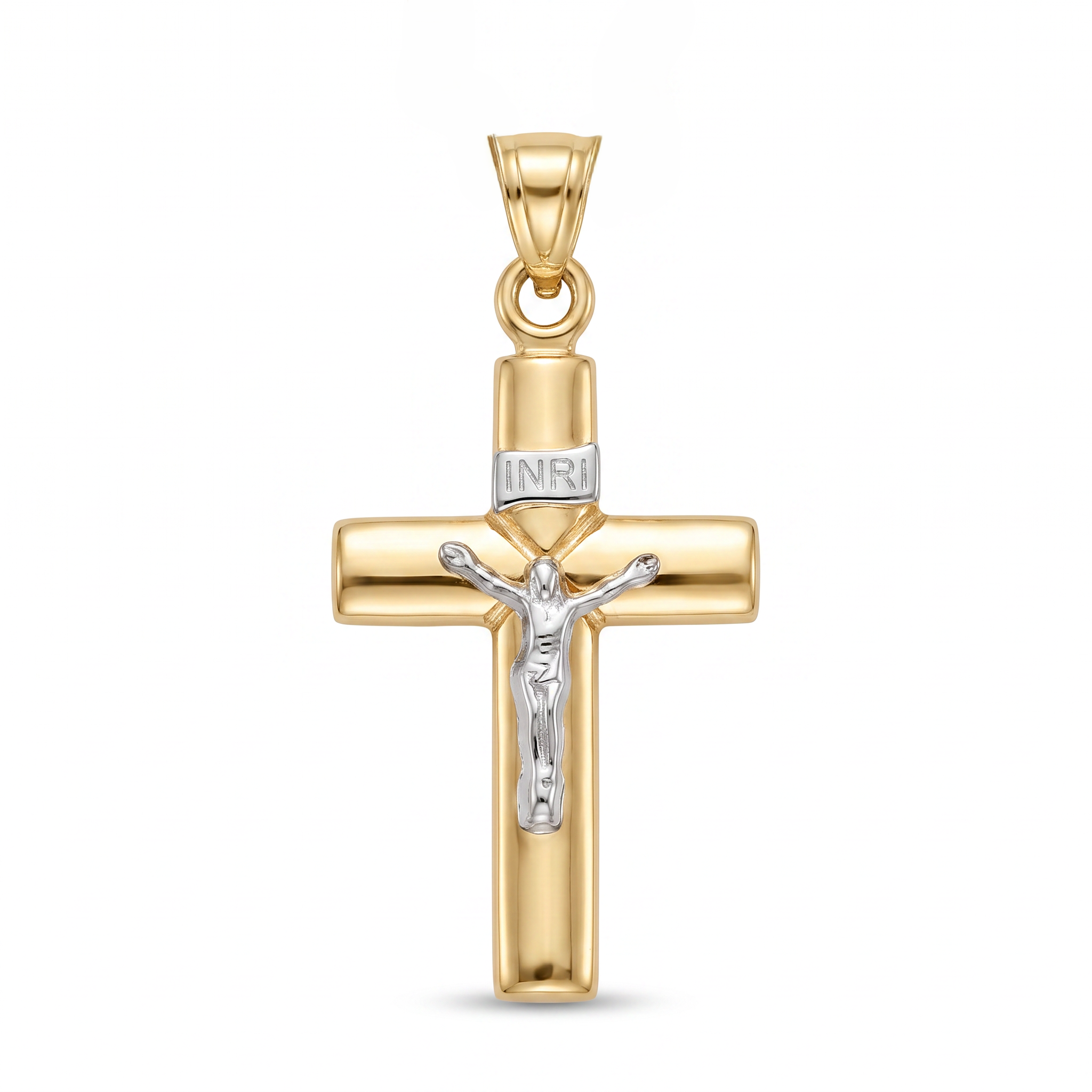 18K Two Tone Gold Cross Pendant