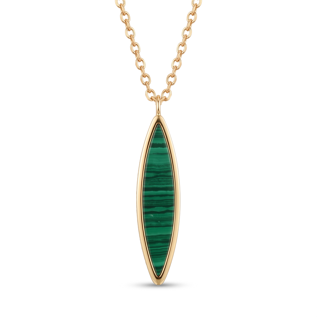 18K Yellow Gold Malachite Necklace