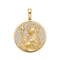 18K Yellow Gold Cubic Zirconia Pave Praying St. Mary Icon Pendant