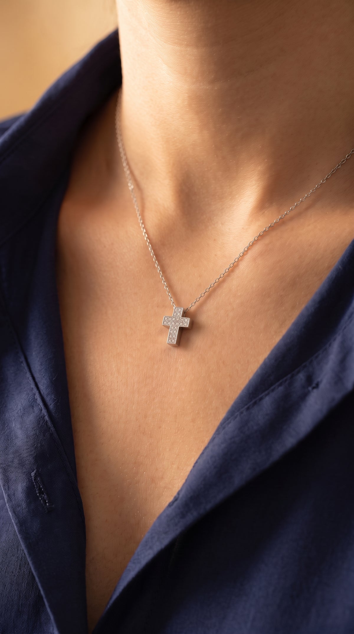 Diamond White Gold Cross Necklace