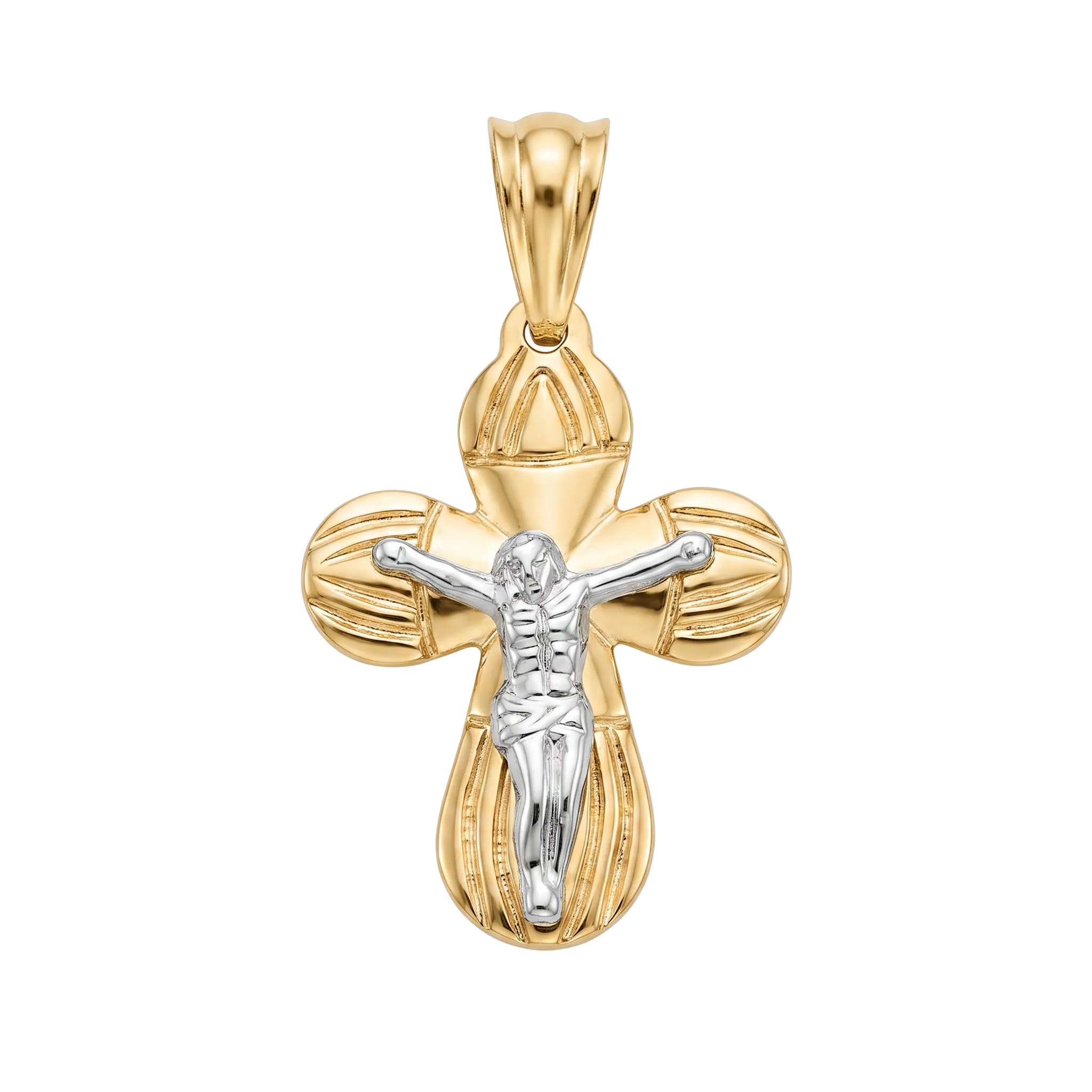 18K Two Tone Gold Crucifix Pendant