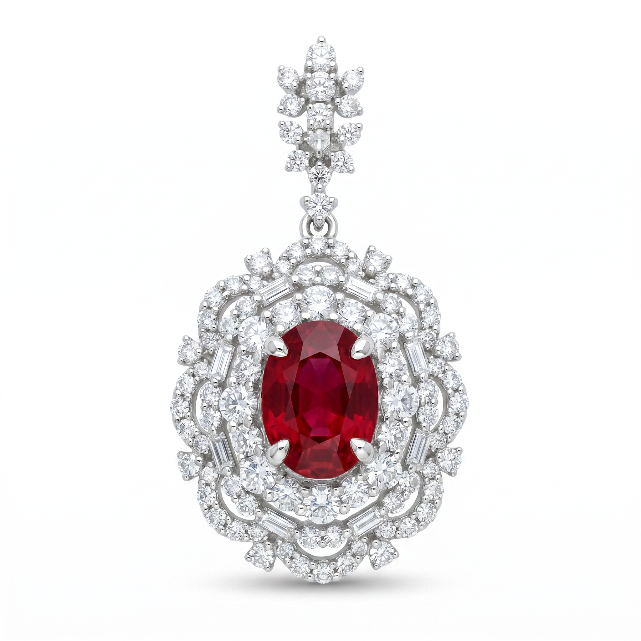 Diamond White Gold Ruby Pendant