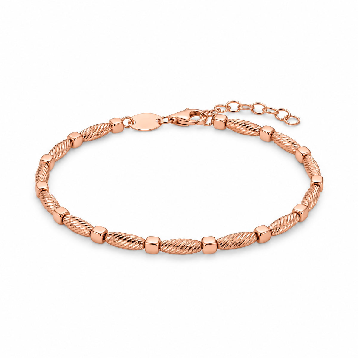 18K Rose Gold Bead Bangle Bracelet