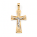 18K Two Tone Gold Crucifix Pendant