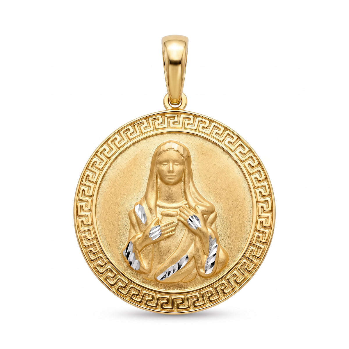 18K Two Tone St. Mary Icon Pendant