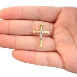 18k Gold Two Tone Cross Pendant