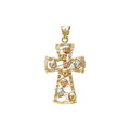 18K Multicolor Gold Medium Wire Bead Cross Pendant
