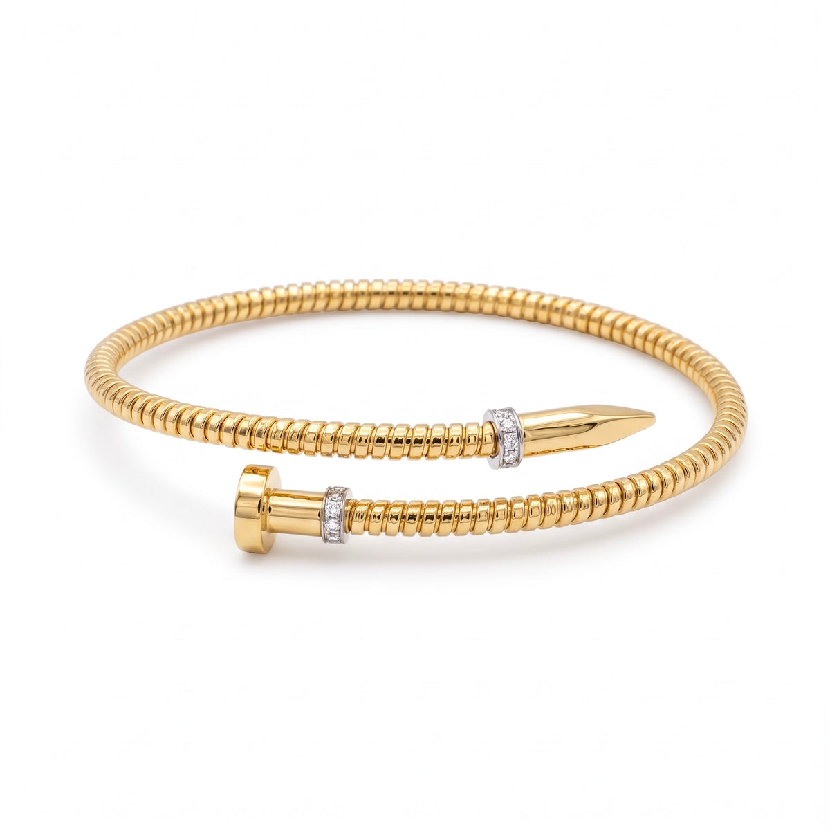 Diamond Two Tone Gold Cuff Bracelet