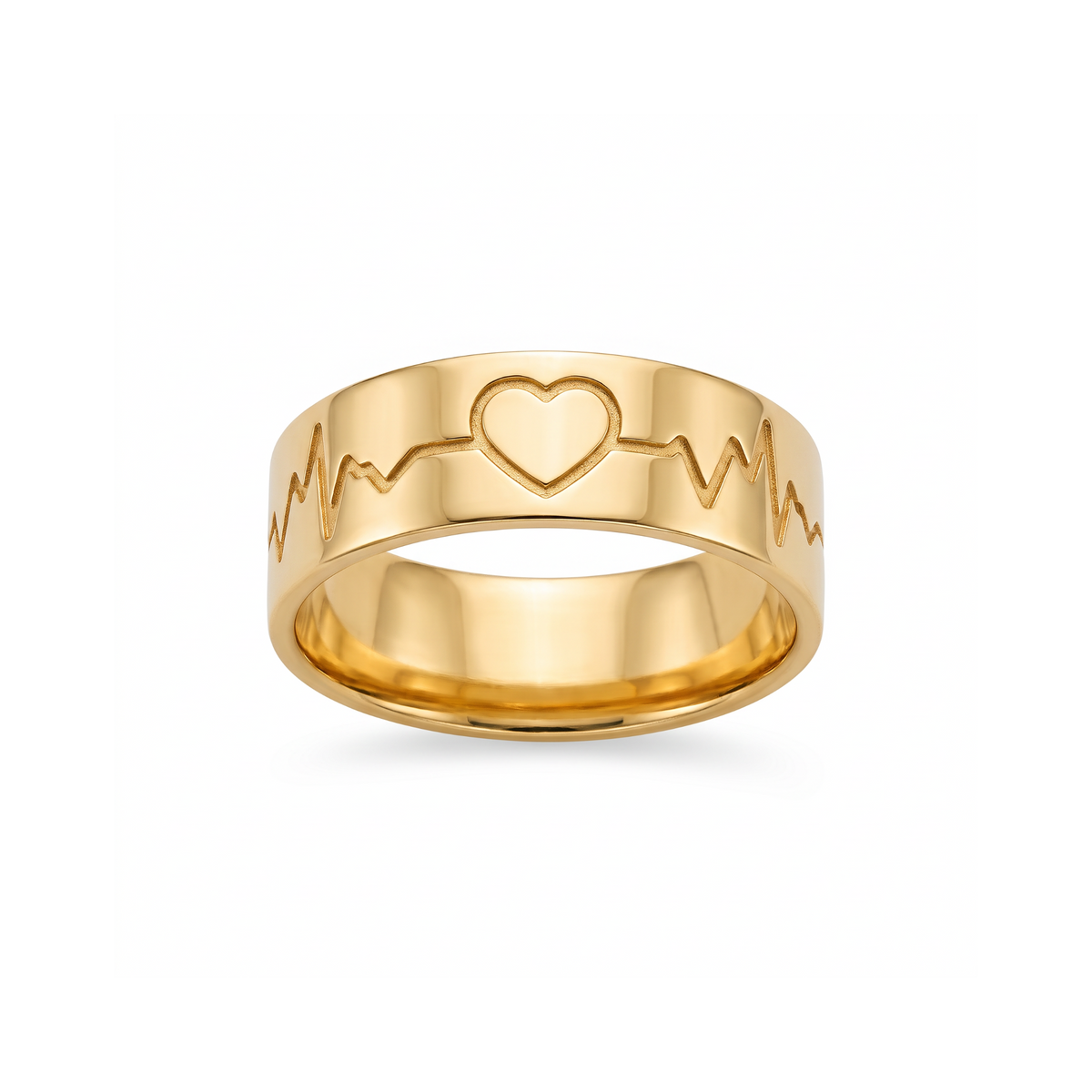 18K Yellow Gold Heart Beat Ring