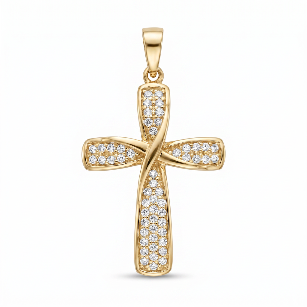 Diamond Yellow Gold Cross Pendant
